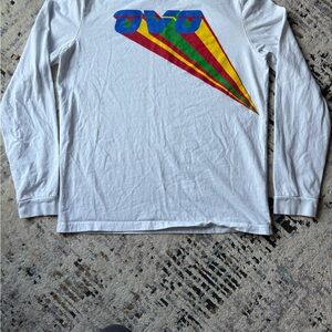 OVO White Longsleeve, Multicolour Logo Front Detailing